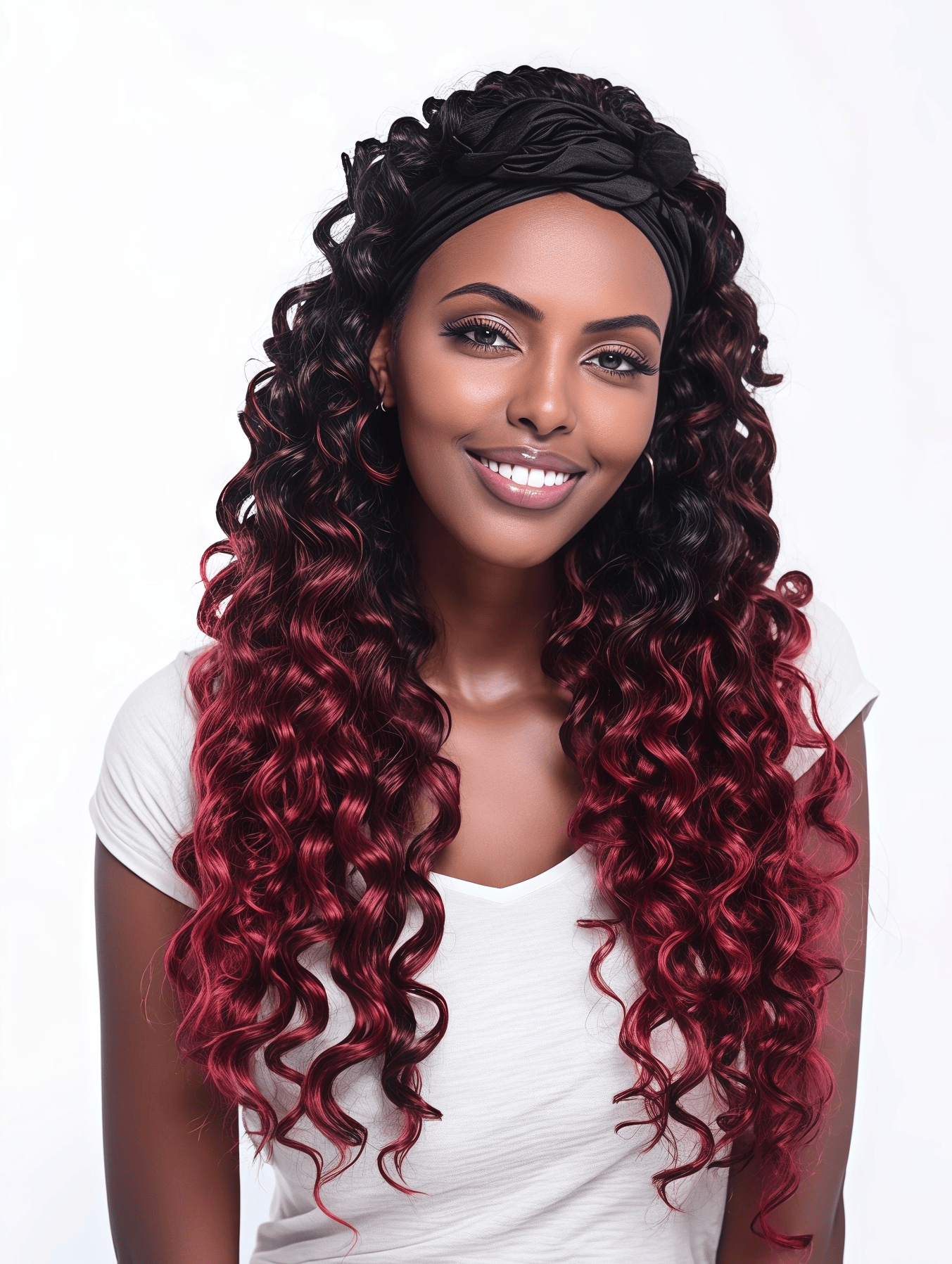Synthetic Fiber African Fashion Ice Ribbon Wig | Deep Roll Gradient Curls & Bold Style (Gradient Brown/TBug, 20 Inch, Heat Resistant, Party/Event Ready)
