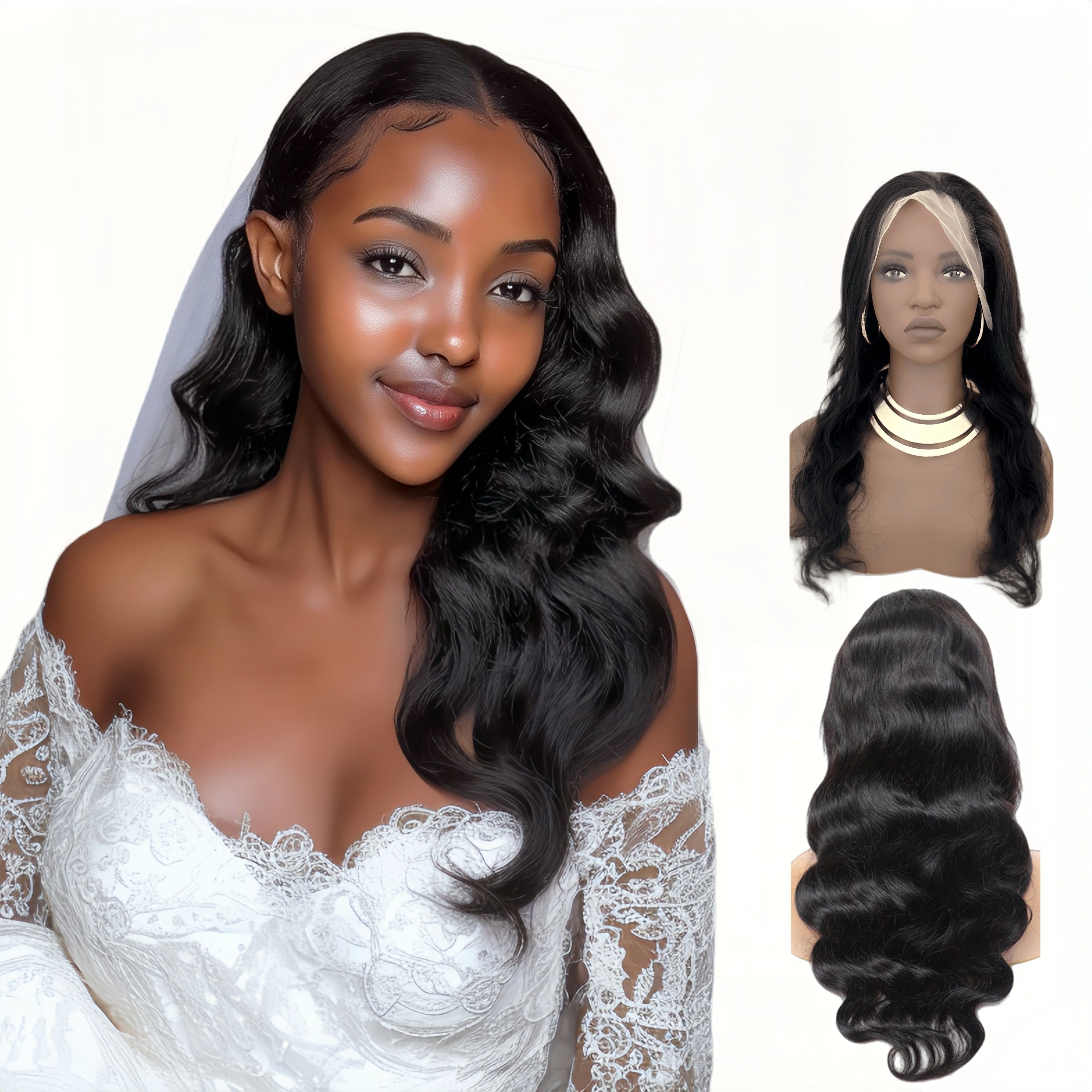 Human Hair Body Wave Wigs - 20 Inch 13x4 Lace Frontal | Most Natural 180 Density Wig(1B Black, Pre-Plucked, African Women, Gift, Wedding Body Wave Wigs)