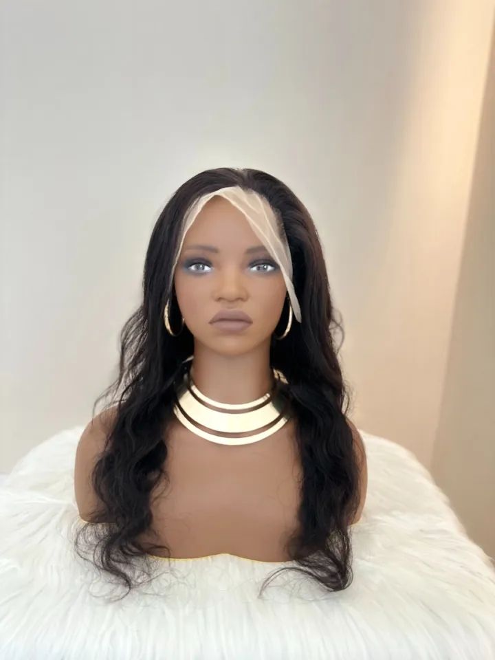 Human Hair Body Wave Wigs - 20 Inch 13x4 Lace Frontal | Most Natural 180 Density Wig(1B Black, Pre-Plucked, African Women, Gift, Wedding Body Wave Wigs)