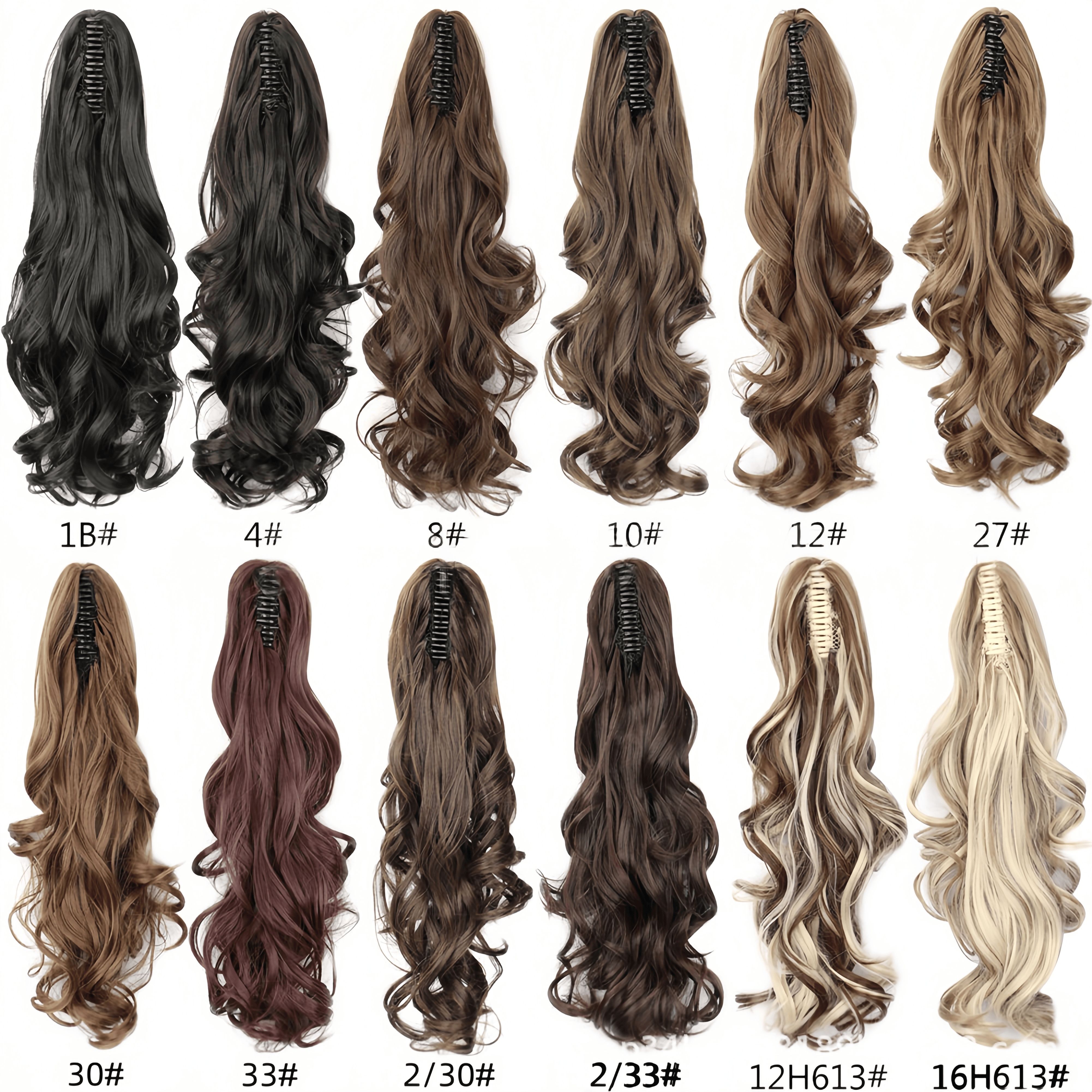 Synthetic Large Wavy hair extensions Clips | Fluffy Loose Curl Synthetic Clips for Ponytail (Black, 18 Inch, Clip-In, Volume Boost)