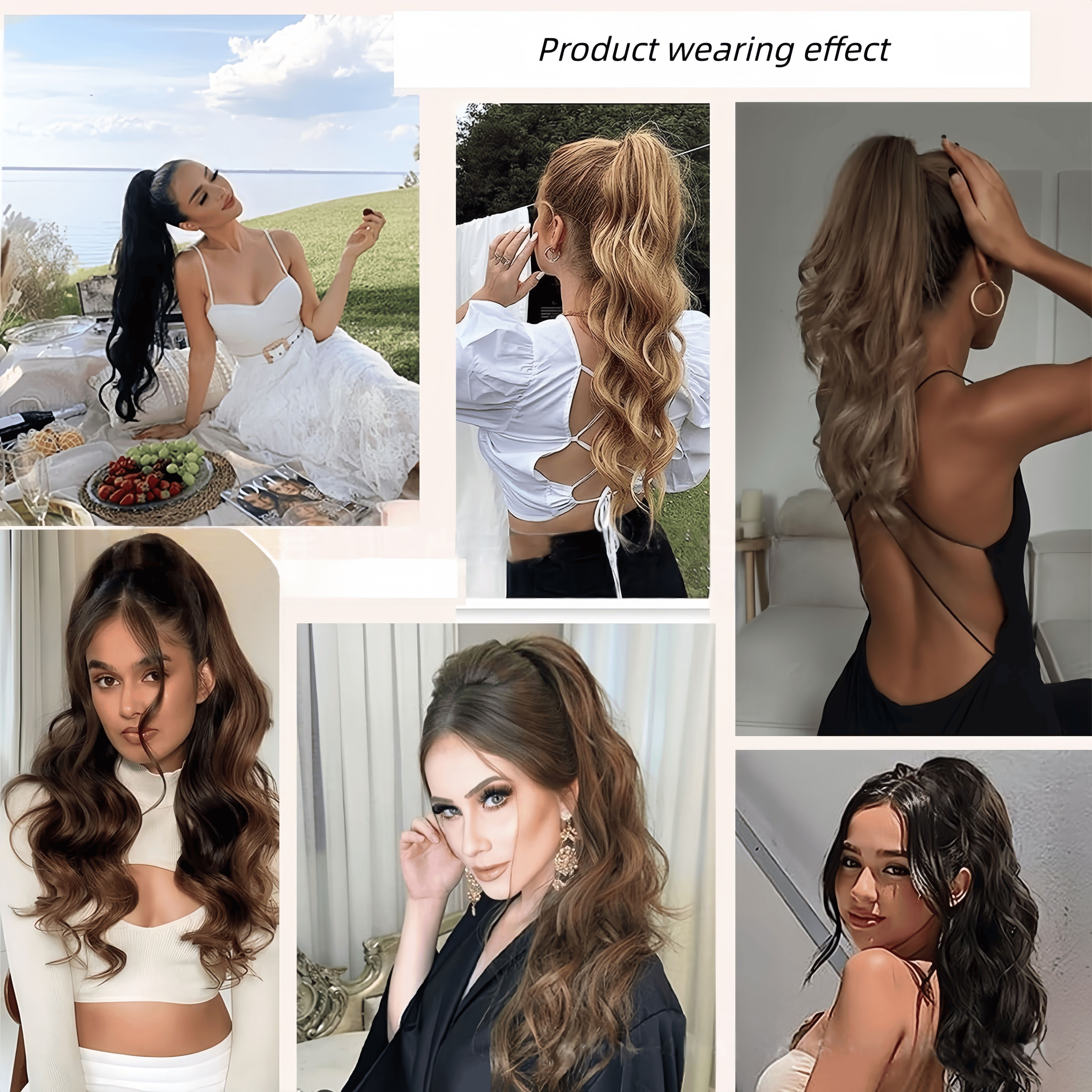 Synthetic Large Wavy hair extensions Clips | Fluffy Loose Curl Synthetic Clips for Ponytail (Black, 18 Inch, Clip-In, Volume Boost)