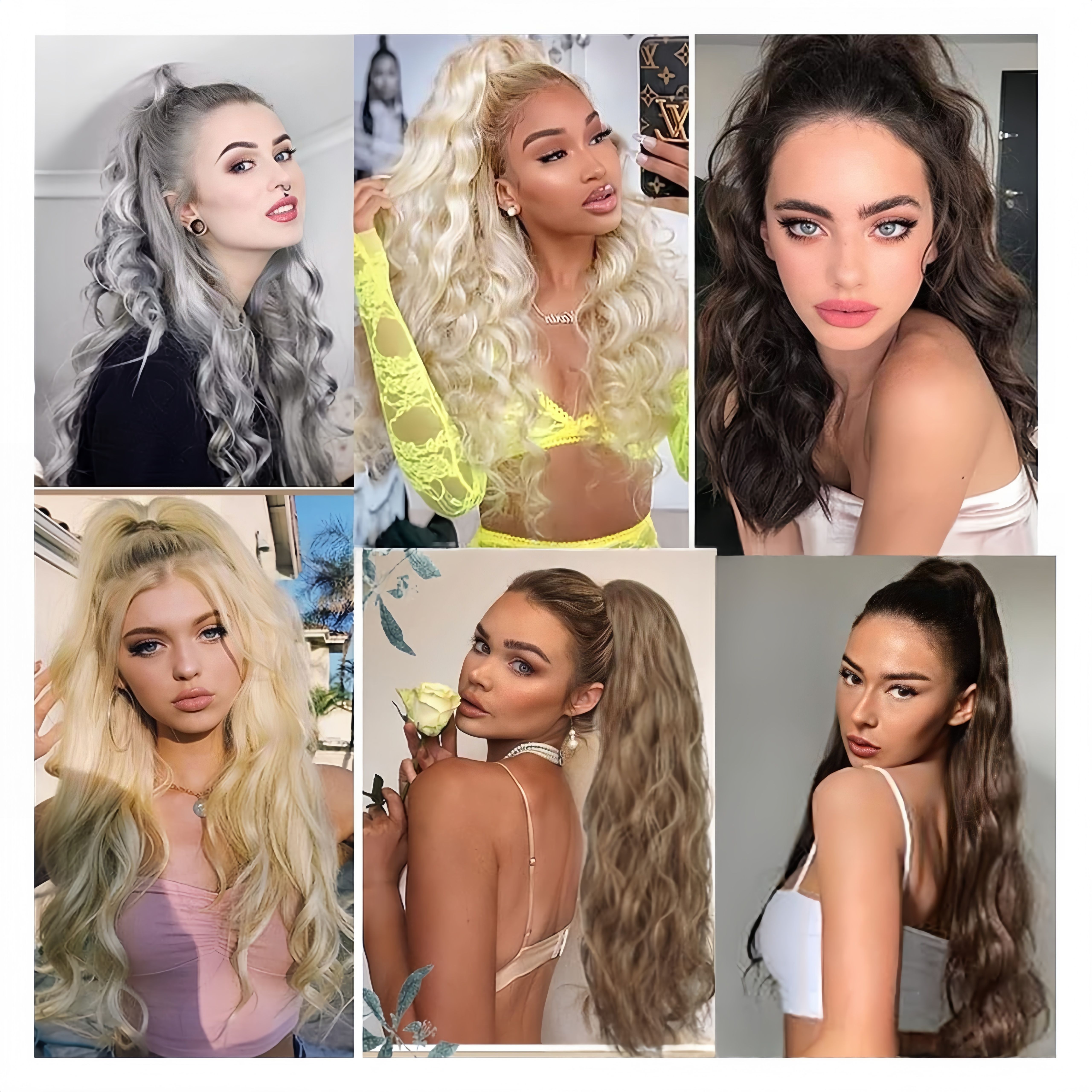 Synthetic Large Wavy hair extensions Clips | Fluffy Loose Curl Synthetic Clips for Ponytail (Black, 18 Inch, Clip-In, Volume Boost)