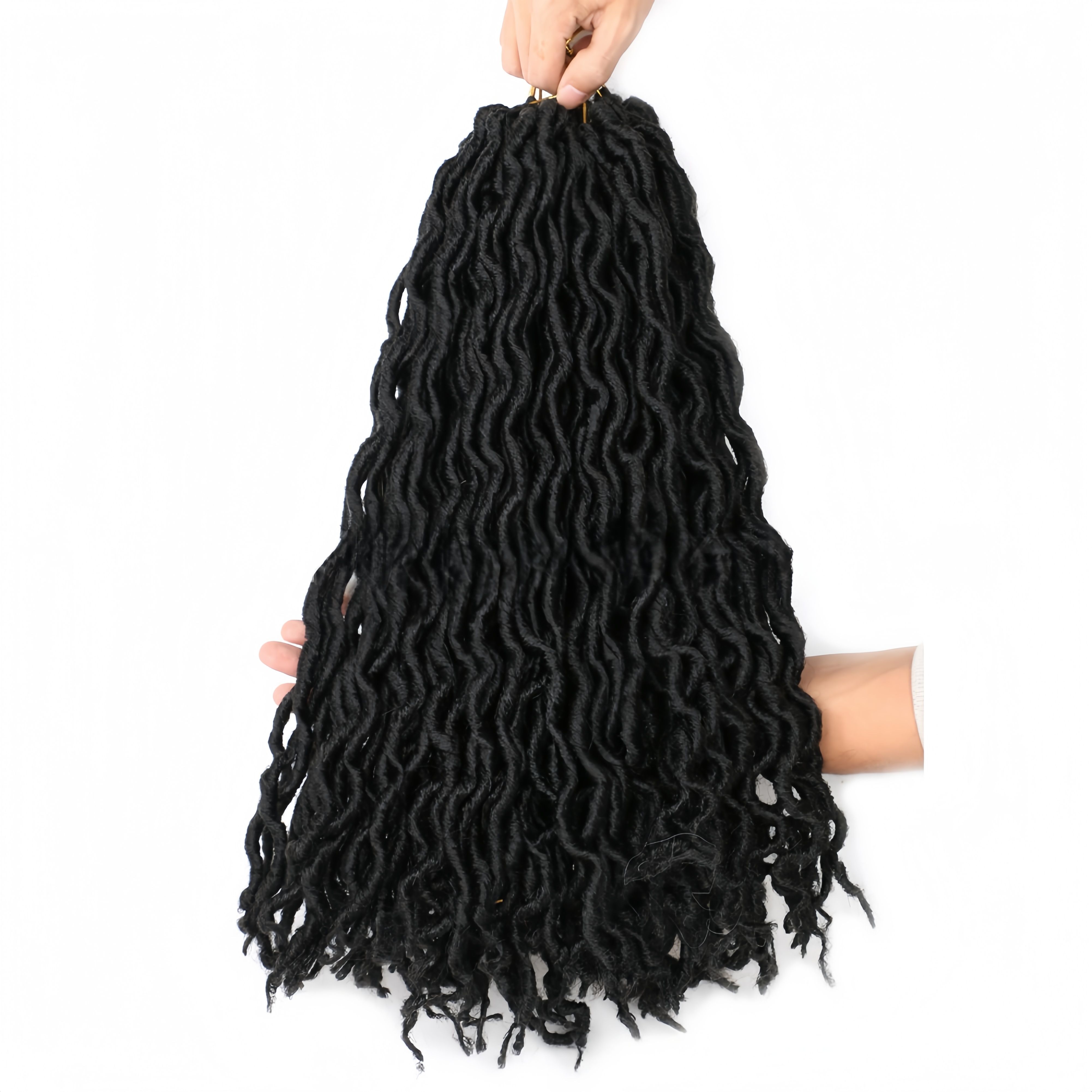 Synthetic Fiber Hairpiece hair extensions with Hooked Needle Technique | Gypsy African Locs Style (Black to Dark Brown Gradient, 18 Inch, Secure Bonding, Bohemian Look)
