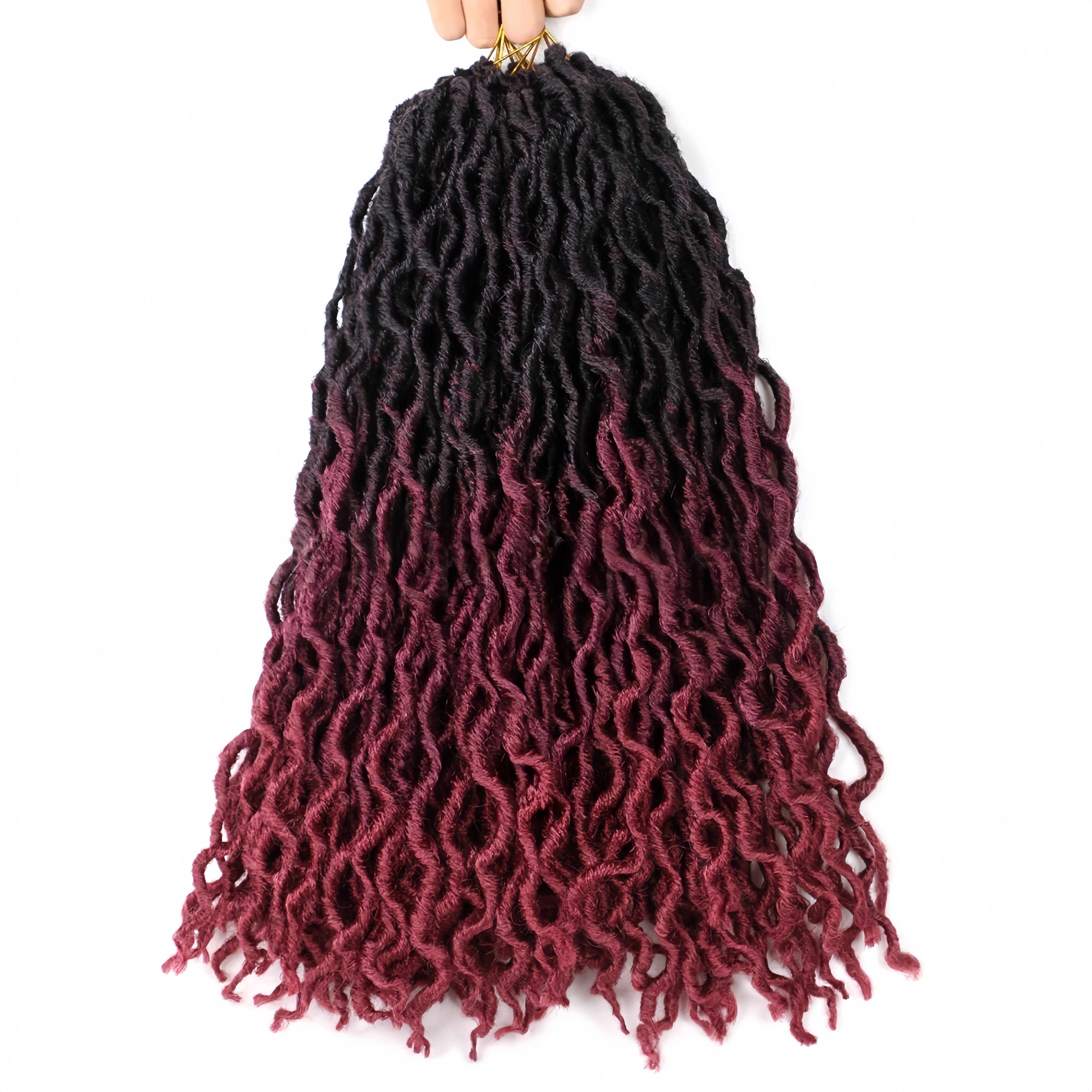 Synthetic Fiber Hairpiece hair extensions with Hooked Needle Technique | Gypsy African Locs Style (Black to Dark Brown Gradient, 18 Inch, Secure Bonding, Bohemian Look)