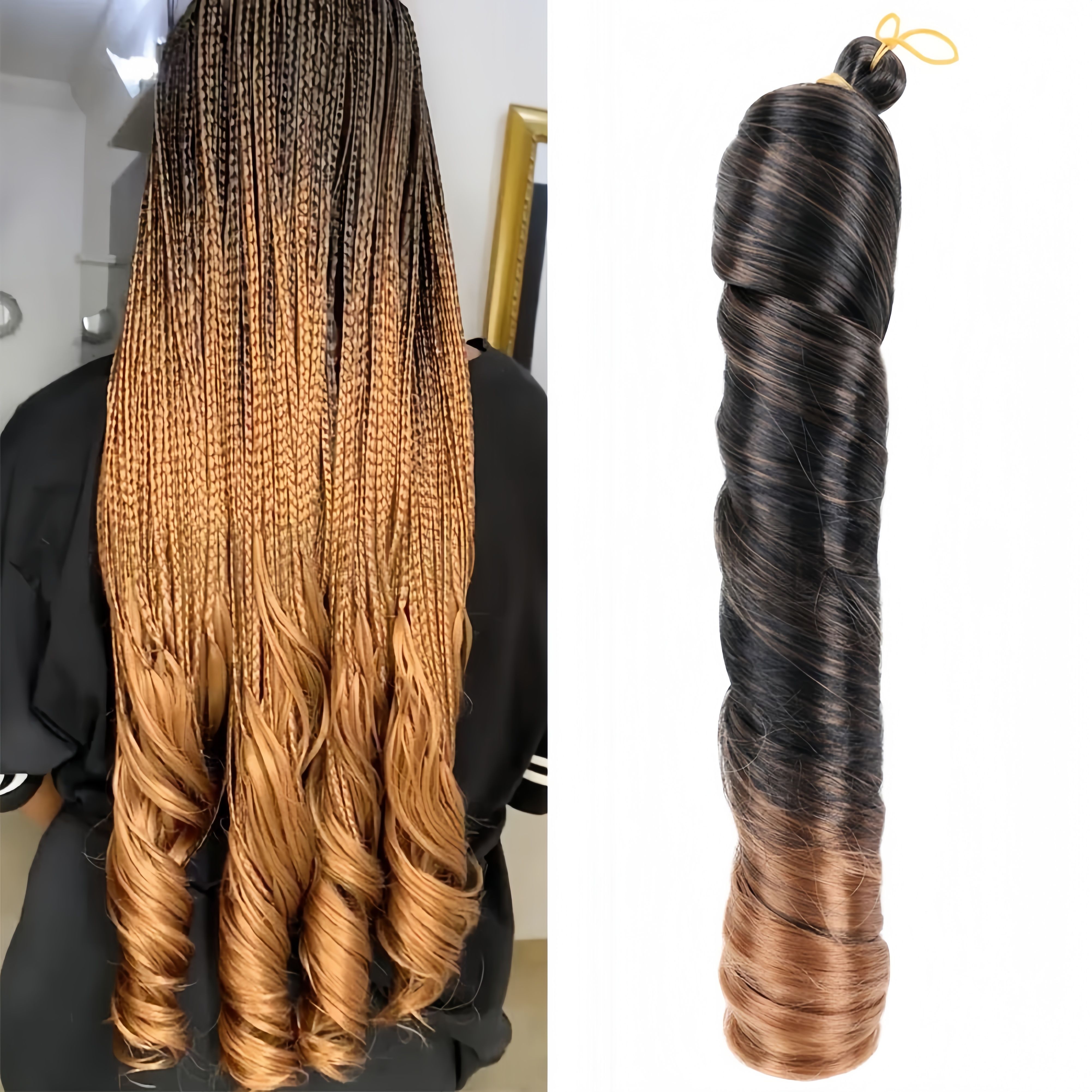 Synthetic Braid hair extensions | Loosely Knotted Crochet Large Curl Blend (Black to Burgundy Gradient, 22 Inch, Voluminous, Easy to Style)