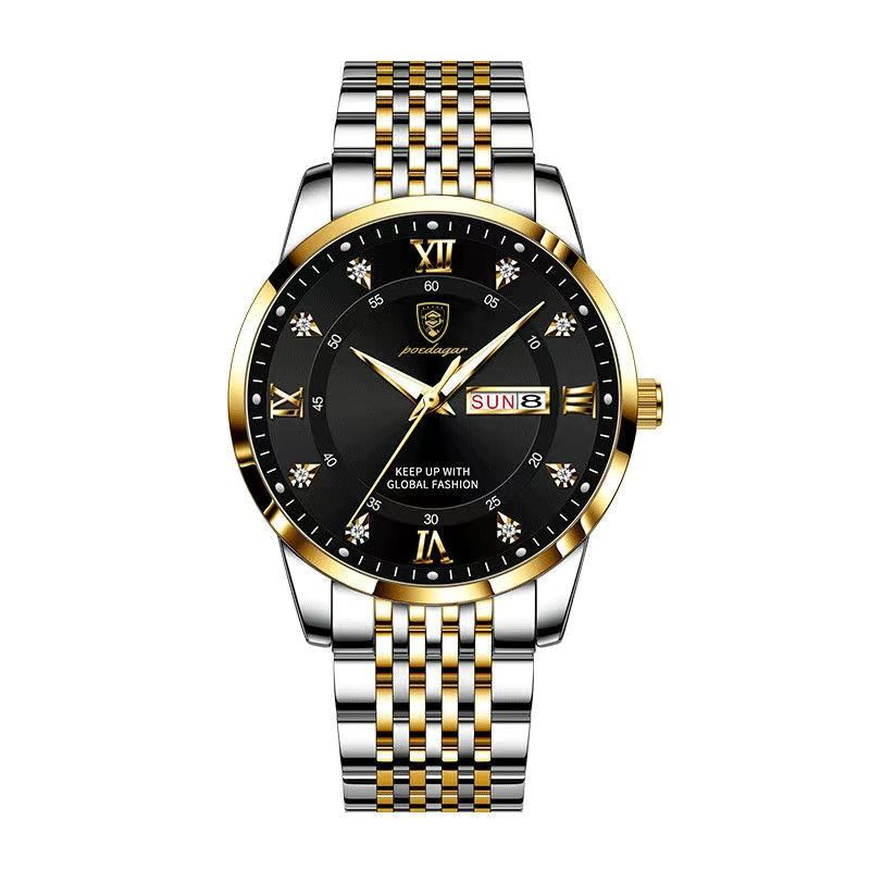 POEDAGAR Men Stainless Stain Business Quartz Watch. The POEDAGAR Men’s Watch is a high-quality timepiece that seamlessly blends form and function, making it an excellent choice for uou indiyou