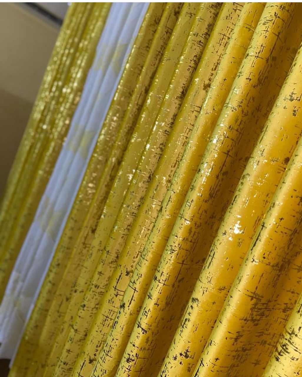 3Pcs Curtains  2 pc Curtains -1.5 M 1pc shear 3 M Luxury Marble Velvet with Gold Print  Modern Metallic Textured Window Drapes Premium Room Darkening Eyelet Curtains for Living Room & Bedroom