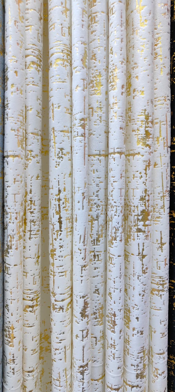 3Pcs Curtains  2 pc Curtains -1.5 M 1pc shear 3 M Luxury Marble Velvet with Gold Print  Modern Metallic Textured Window Drapes Premium Room Darkening Eyelet Curtains for Living Room & Bedroom