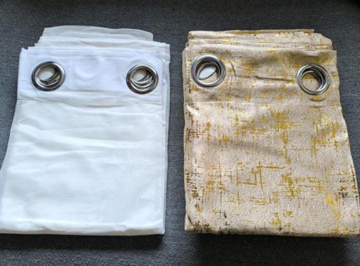 3Pcs Curtains  2 pc Curtains -1.5 M 1pc shear 3 M Luxury Marble Velvet with Gold Print  Modern Metallic Textured Window Drapes Premium Room Darkening Eyelet Curtains for Living Room & Bedroom