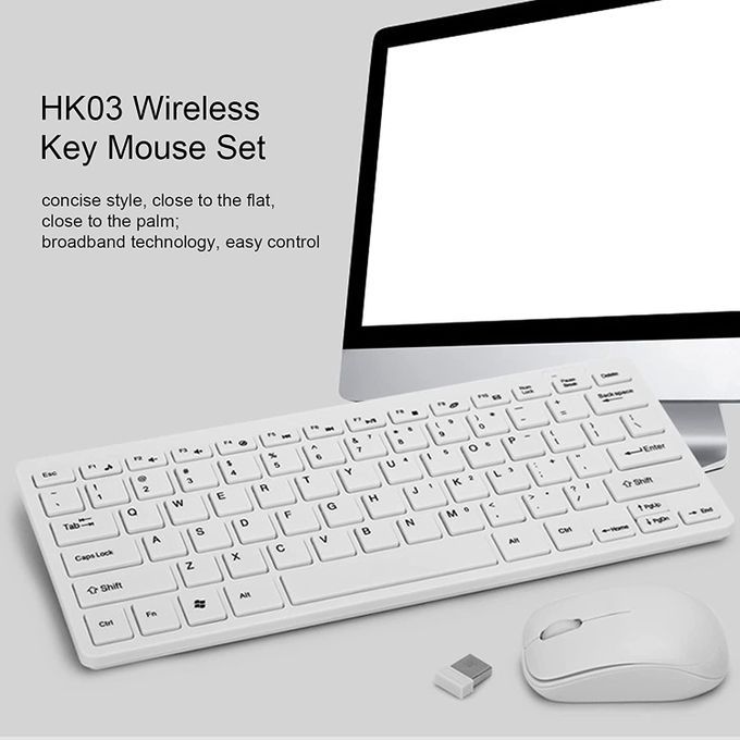 Wireless Mini Wireless Mouse & Keyboard Combo -White