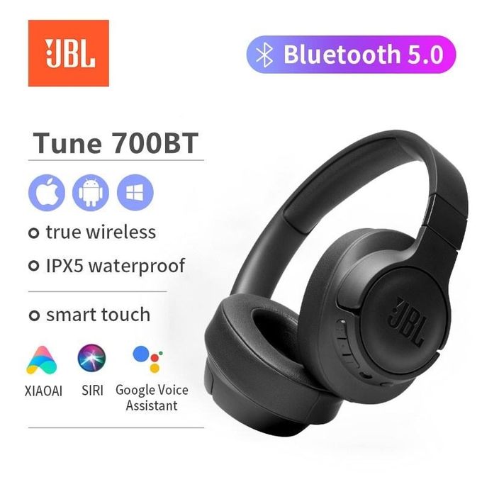 Jbl TUNE T700 WIRELESS HEADPHONES, 27 HOURS BATTERY LIFE, QUICK CHARGING, PURE BASS SOUND, BLUETOOTH 5.3, MIC FOR CRYSTAL CLEAR CALLS, DUAL PAIRING, VOICE CONTROL, MULTI-POINT CONNECTION, HANDS-FREE