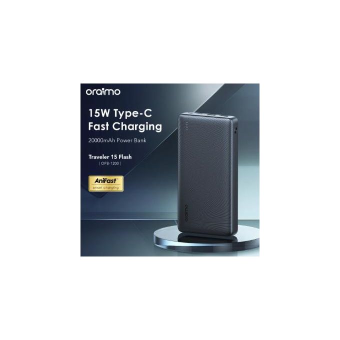 Oraimo Traveler 12 (OPB-1201) 20000mAh 12W Power Bank – Type-C Two-Way, Dual USB, LED Torch