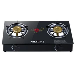 ILYONS Gas Efficient 2 Burner - Glass Top Gas Stove Double Burner With Gas Pipe and Regulator