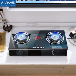 ILYONS Gas Efficient 2 Burner - Glass Top Gas Stove Double Burner With Gas Pipe and Regulator
