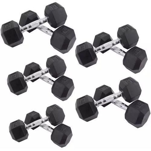 25KG PAIR (50KG) Black Hexagon Weight training Dumbells Weight Set for home/office/gym workout