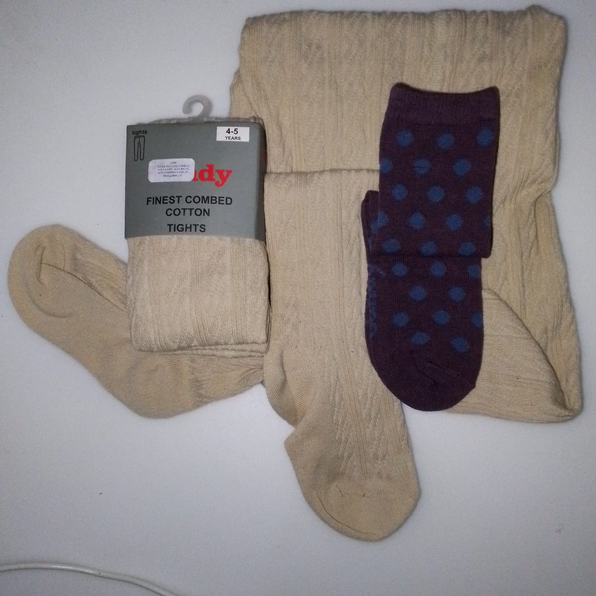 TIGHTS Kids Essentials: 2 Beige Tights & 1 pair Socks Set for Ages 4-5 – Premium soft fabric, perfect fit, and breathable design for active kids. Ideal for everyday wear & school.