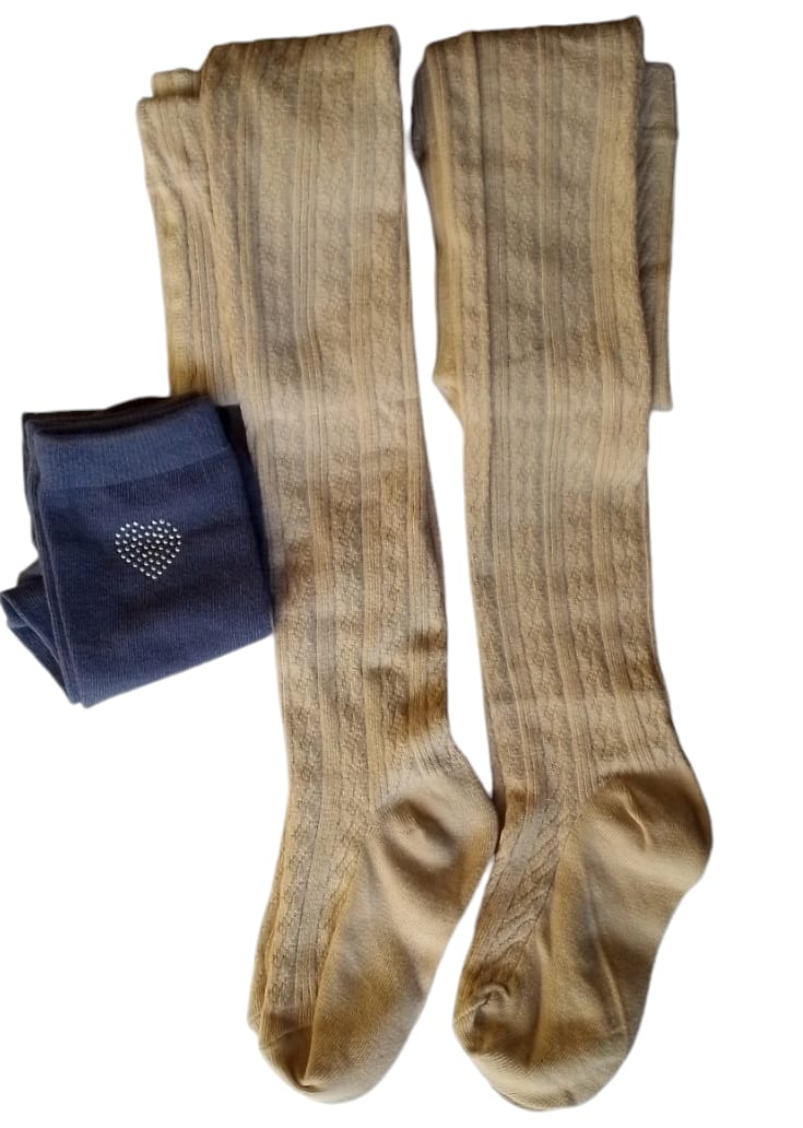 TIGHTS Kids Essentials: 2 Beige Tights & 1 pair Socks Set for Ages 4-5 – Premium soft fabric, perfect fit, and breathable design for active kids. Ideal for everyday wear & school.