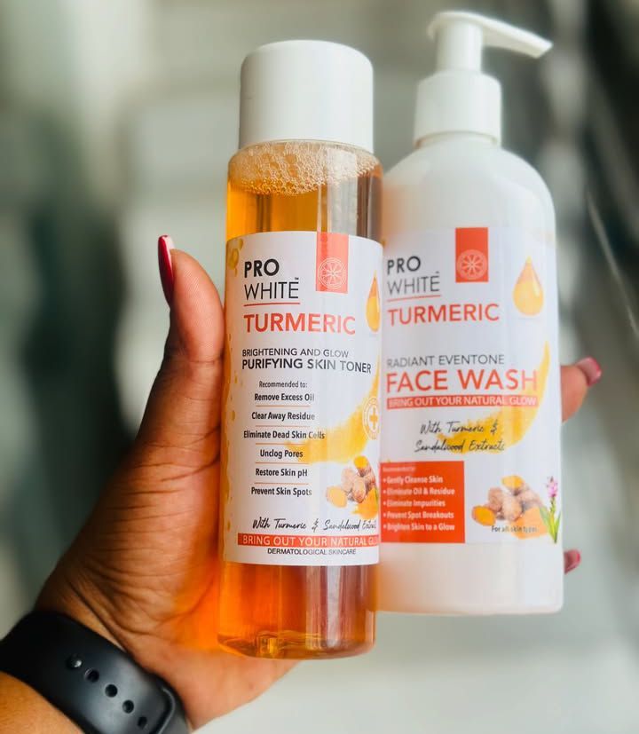 Pro White 2 In 1 Tumeric Set: Brightening Face Toner + Face Wash