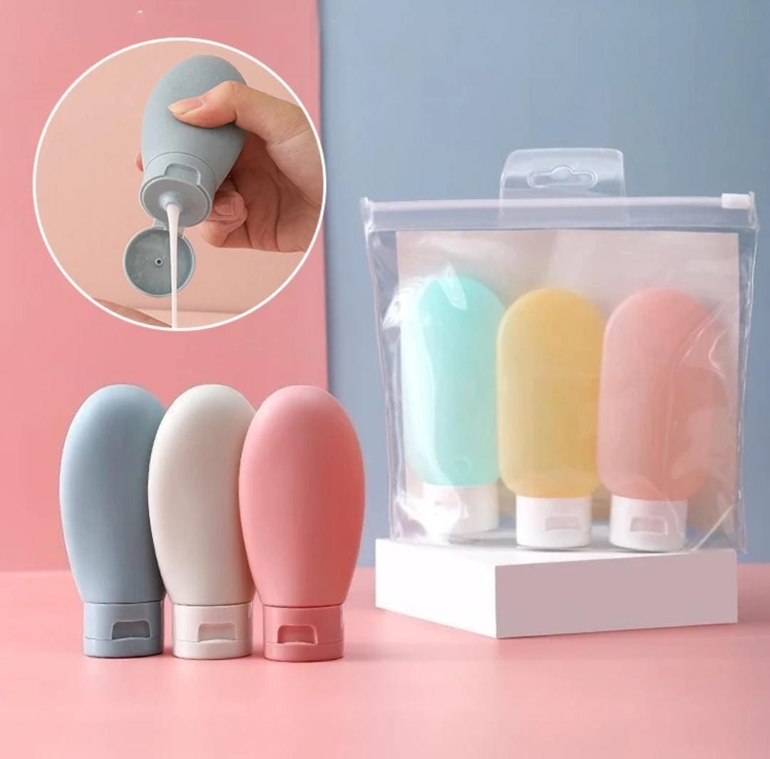 3 pack Silicone Travel Bottles  Squeezable Travel Accessories Containers for Toiletries