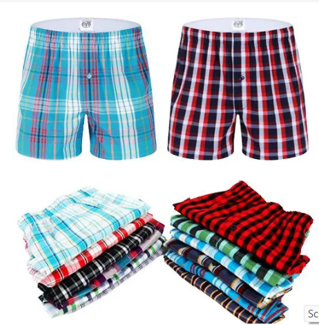 6 Pcs Checked Men's Boxer Shorts-100% Cotton