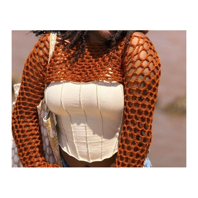 Trendy Crochet Mesh Bolero Yarn Shrug