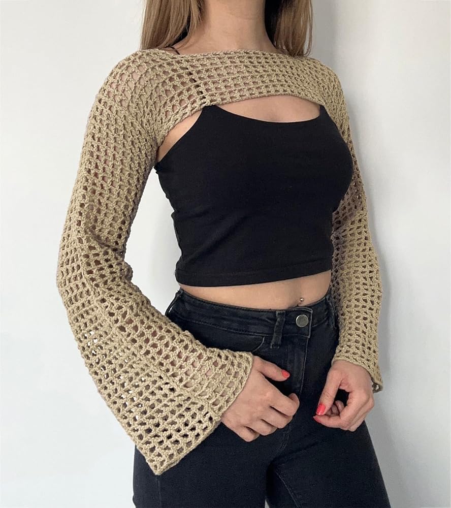 Trendy Crochet Mesh Bolero Yarn Shrug