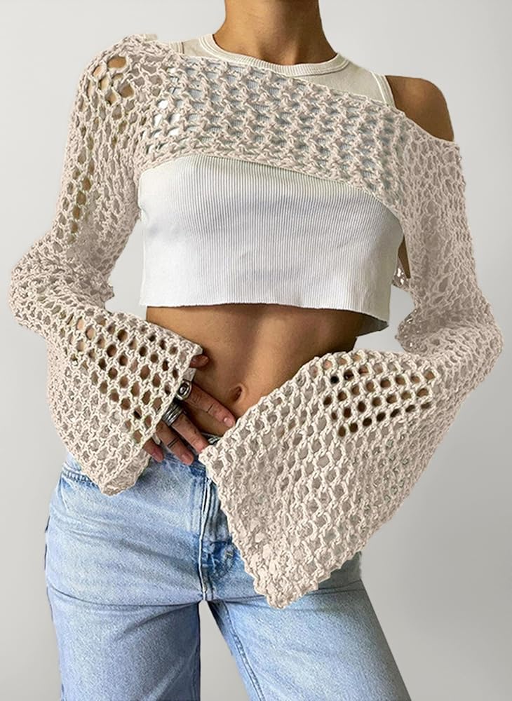 Trendy Crochet Mesh Bolero Yarn Shrug