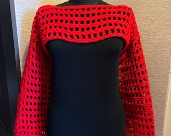 Trendy Crochet Mesh Bolero Yarn Shrug