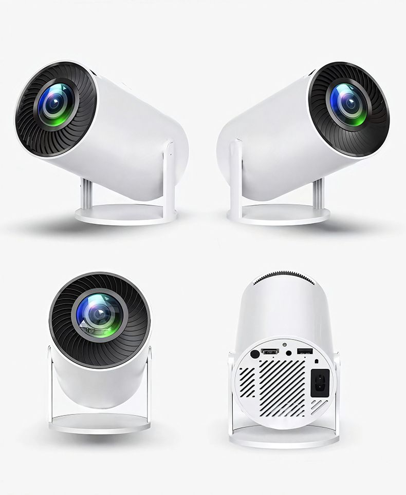 HY300 Projector with WIFI6 and Bluetooth, 4K 1080P Support with Android TV 11.0, Mini Portable Projector 180° Rotatable Movie Projector ,Auto Keystone Compatible for Laptop, PC, Smartphone