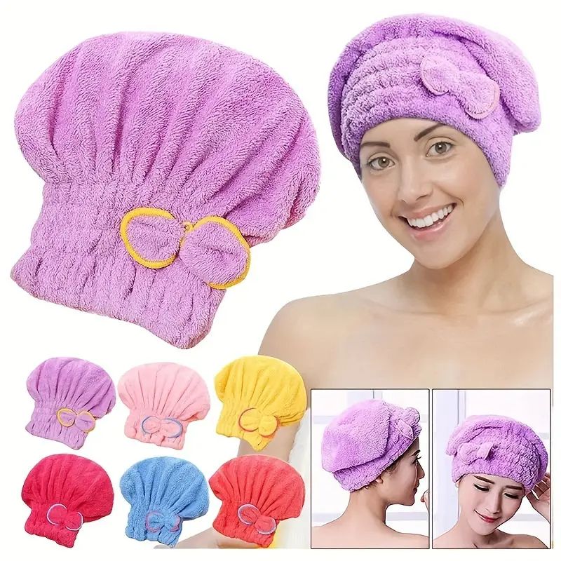 Super Absorbent Microfiber Hair Drying Cap for Fast Drying, Quick Dry Wrap Towel and Shower Cap for Girls and Women