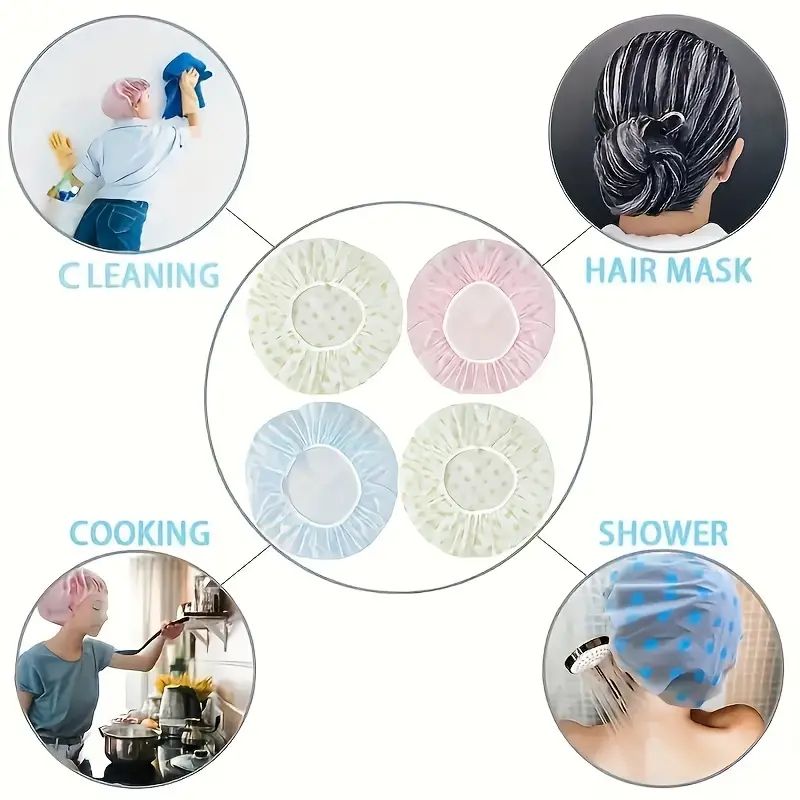 Waterproof Shower Cap with Lace Trim, Adjustable & Reusable, Thickened Single-Layer Head Cover for Women'S Hair Protectionsph