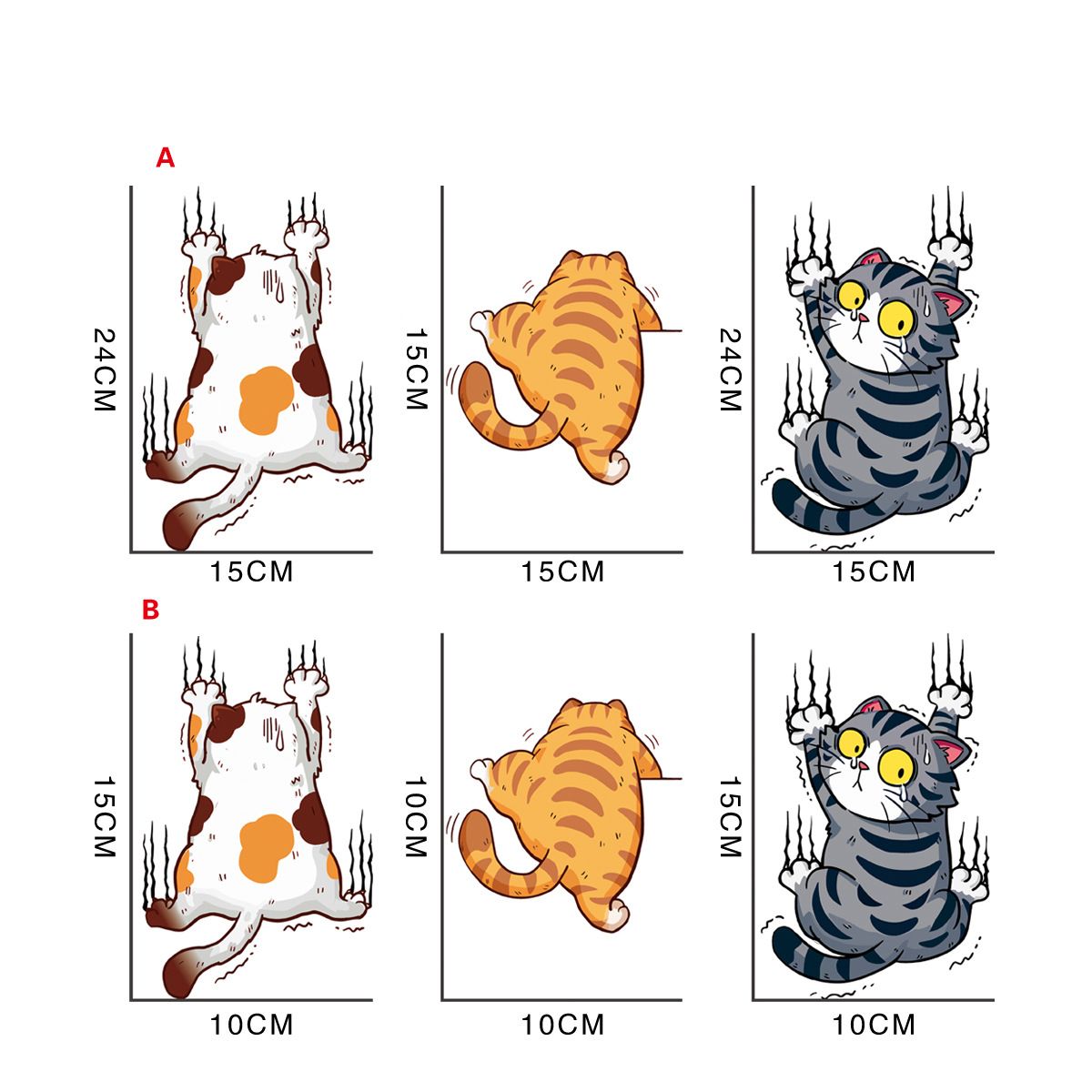 3pcs/Set Wall Decor Creative DIY self-adhesive wall sticker cartoon cute cat , living room entrance, bedroom, bathroom, toilet, home self-adhesive painting