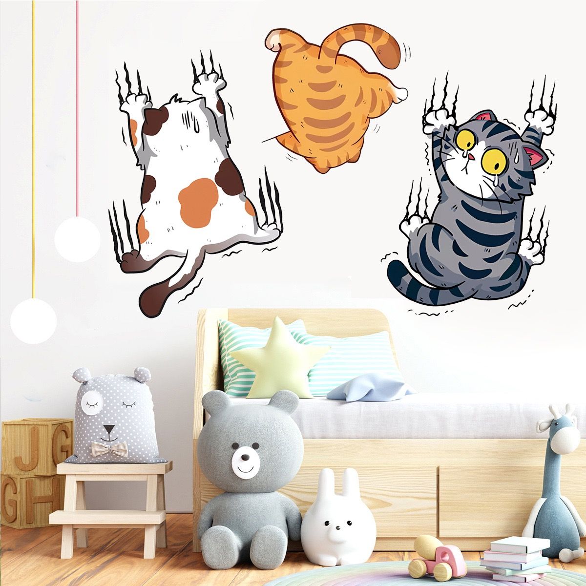 3pcs/Set Wall Decor Creative DIY self-adhesive wall sticker cartoon cute cat , living room entrance, bedroom, bathroom, toilet, home self-adhesive painting