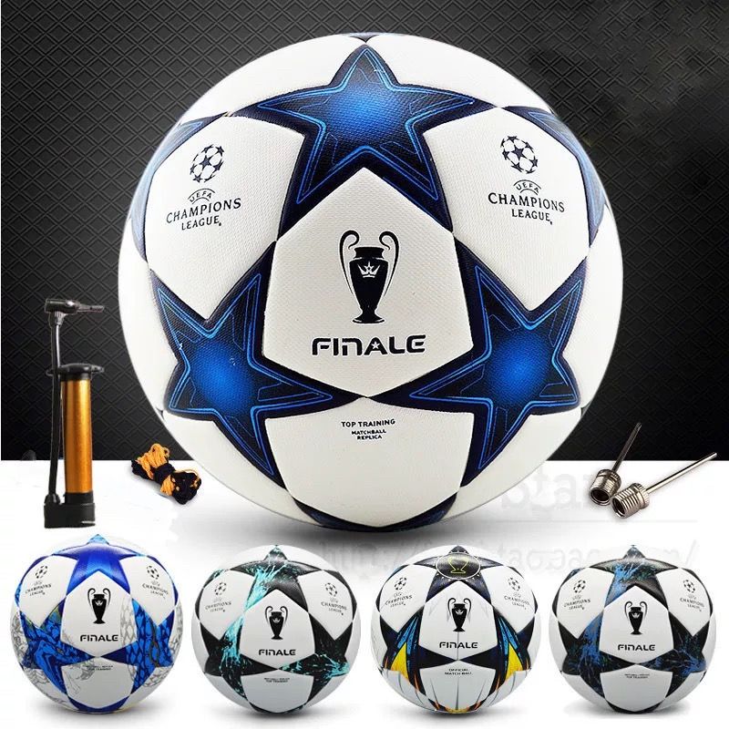 1 Set With Gift Pump Professional FIFA UEFA Champions League Match Mens Size 5 Five Training Football Futsal Soccer Ball Sports Blue Referee Boots With Gift Inflation