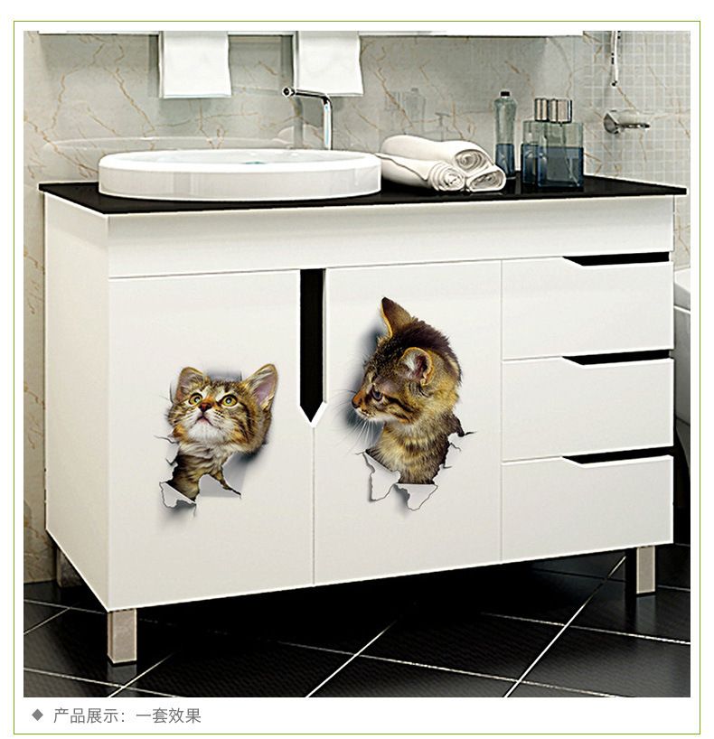 6PCS 3D Wall Stickers Cats Self Adhesive, Kids Wall Decals/Removable Vinyl Art Murals for Living Room Baby Rooms Bedroom Toilet House Wall DIY Decoration