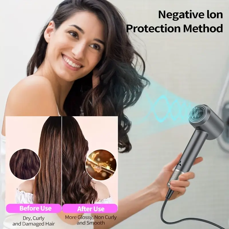 High-power High-speed Hair Dryer Negative Ion Household Hotel Blow Dryer Constant Temperature High Wind Force Quick-drying Hair Care Intelligent No Hair Damage w Noise