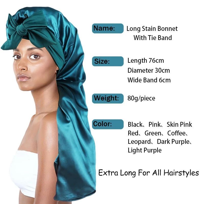 Satin Headscarf Hat Sleeping Bonnet Curly Hair Wrap Silk Cap Fashion Wide Soft Elastic Springy Band Head Scarf Headpiece Headpiece Headwear Pure Color Night Sleep Hat Nightcap Head Cover