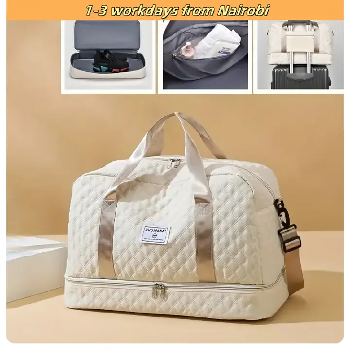 Stylish Womens Duffel Bag - Spacious, Lightweight, Water-Resistant Oxford Cloth Weekender with Adjustable Strap, Detachable Shoulder Strap, Shoe Compartment, Wet Pocket, and Alphabets Design for Gym,