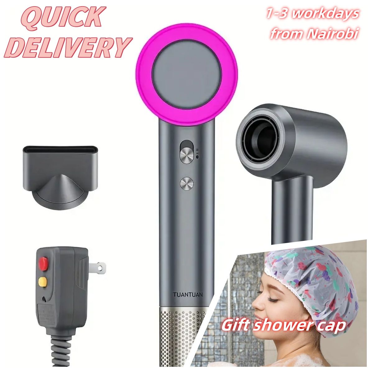 High-power High-speed Hair Dryer Negative Ion Household Hotel Blow Dryer Constant Temperature High Wind Force Quick-drying Hair Care Intelligent No Hair Damage w Noise