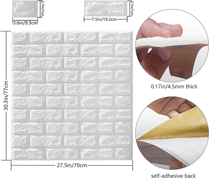 5pcs 70cm*77cm ,10pcs 35cm*38cm  Self Adhesive Foam Wallpaper DIY 3D Wall Panel  Living Room Brick Stickers Bedroom Kids Room Brick Papers Home Wall Decor