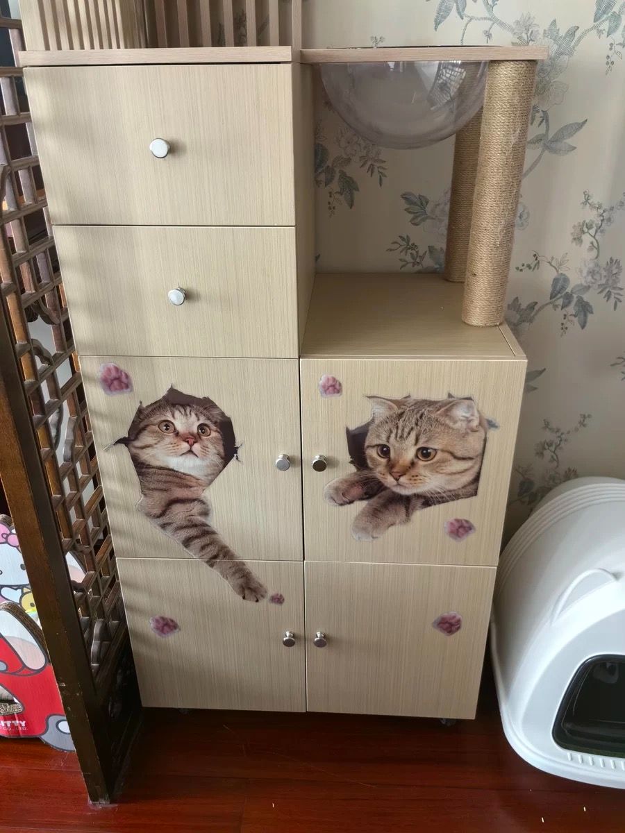 6PCS 3D Wall Stickers Cats Self Adhesive, Kids Wall Decals/Removable Vinyl Art Murals for Living Room Baby Rooms Bedroom Toilet House Wall DIY Decoration