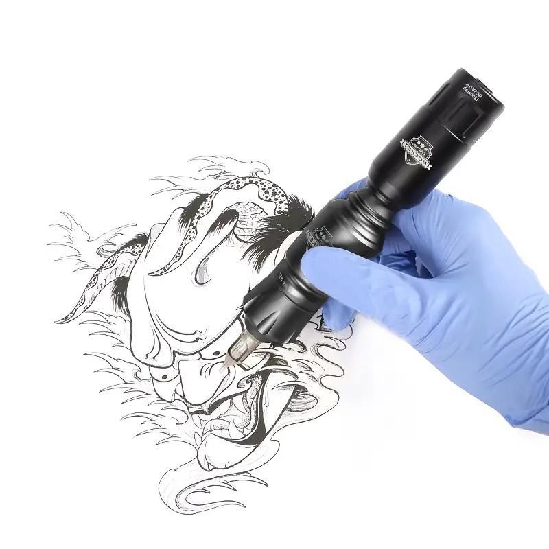 Portable Wireless Tattoo Pen Kit - Professional Tattoo Machine Kit- Rotary Machine for Lining, Shading & Practice - Complete Tattooing Supplies Set ﻿
