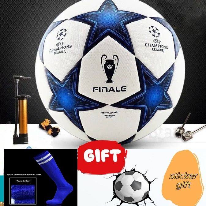 1 Set With Gift Pump Professional FIFA UEFA Champions League Match Mens Size 5 Five Training Football Futsal Soccer Ball Sports Blue Referee Boots With Gift Inflation