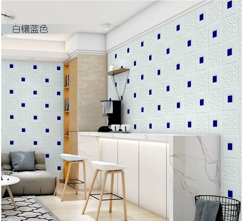 5pcs Self Adhesive Foam Wallpaper DIY 3D Wall Panel 70*77 Living Room Brick Stickers Bedroom Kids Room Brick Papers Home Wall Decor