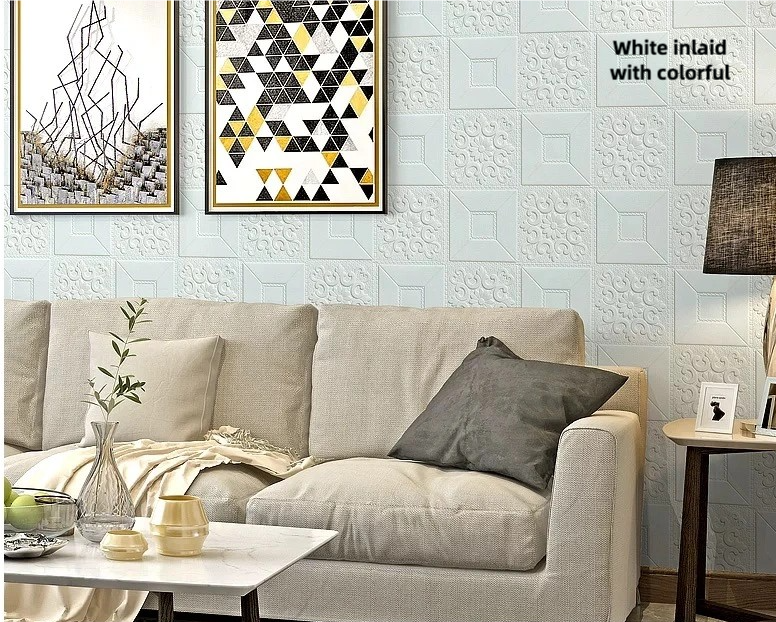 5pcs Self Adhesive Foam Wallpaper DIY 3D Wall Panel 70*77 Living Room Brick Stickers Bedroom Kids Room Brick Papers Home Wall Decor