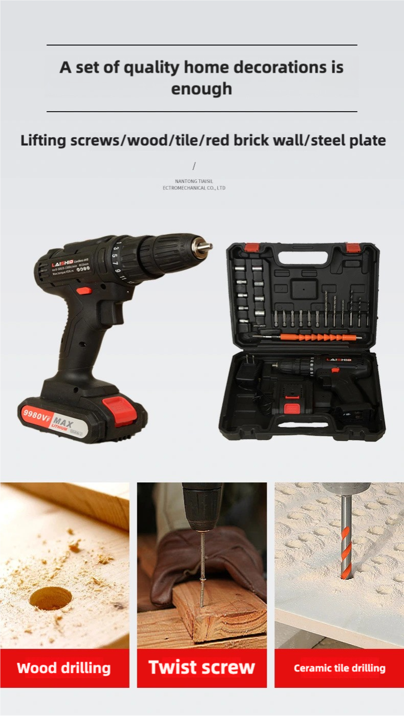 LAISHID brand Electric Cordless Drill,charging electric screwdriver, Power Drill Cordless, Charger 21 Volt Drill Driver Kit, Drills Cordless Setttery