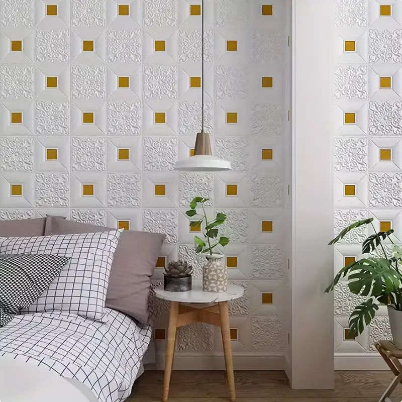 5pcs Self Adhesive Foam Wallpaper DIY 3D Wall Panel 70*77 Living Room Brick Stickers Bedroom Kids Room Brick Papers Home Wall Decor