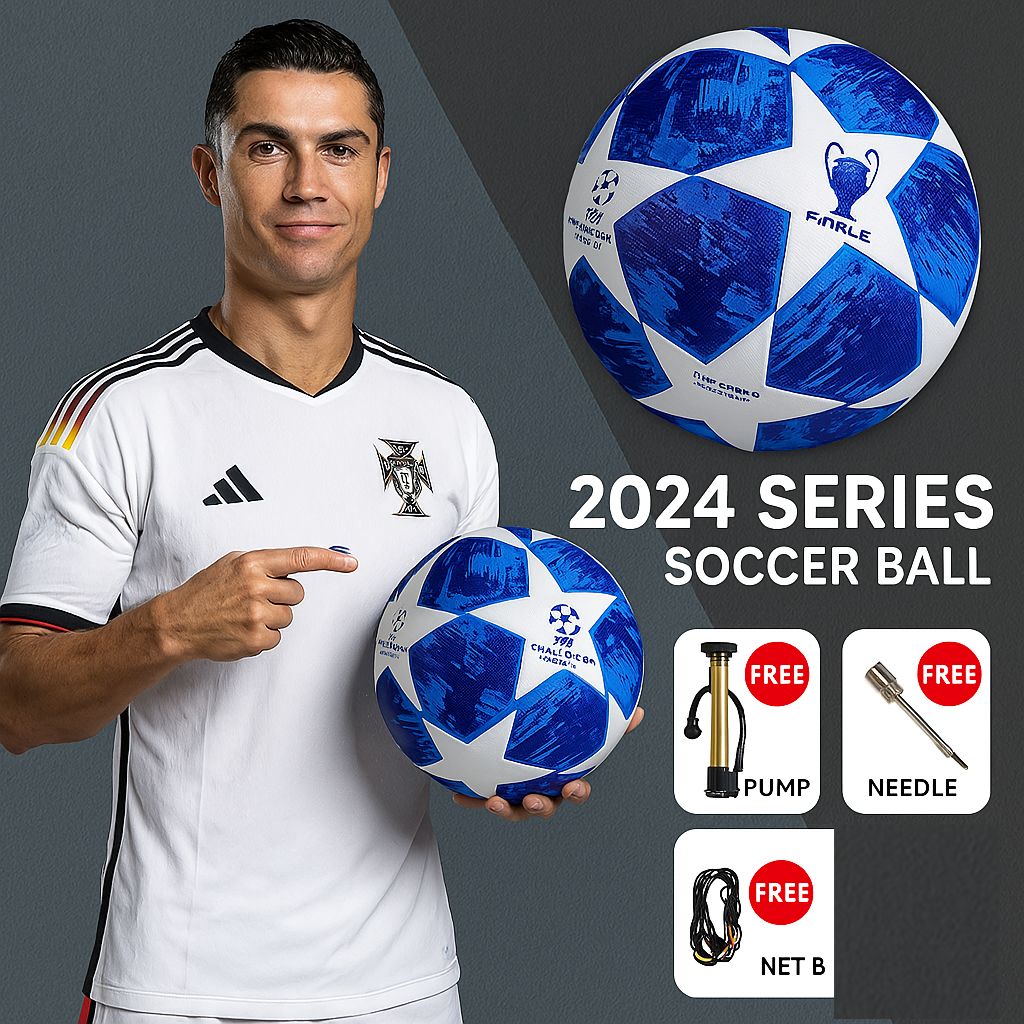 1 Set With Gift Pump Professional FIFA UEFA Champions League Match Mens Size 5 Five Training Football Futsal Soccer Ball Sports Blue Referee Boots With Gift Inflation