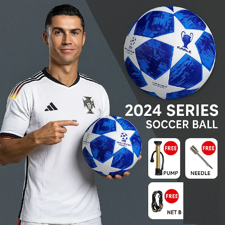 1 Set With Gift Pump Professional FIFA UEFA Champions League Match Mens Size 5 Five Training Football Futsal Soccer Ball Sports Blue Referee Boots With Gift Inflation