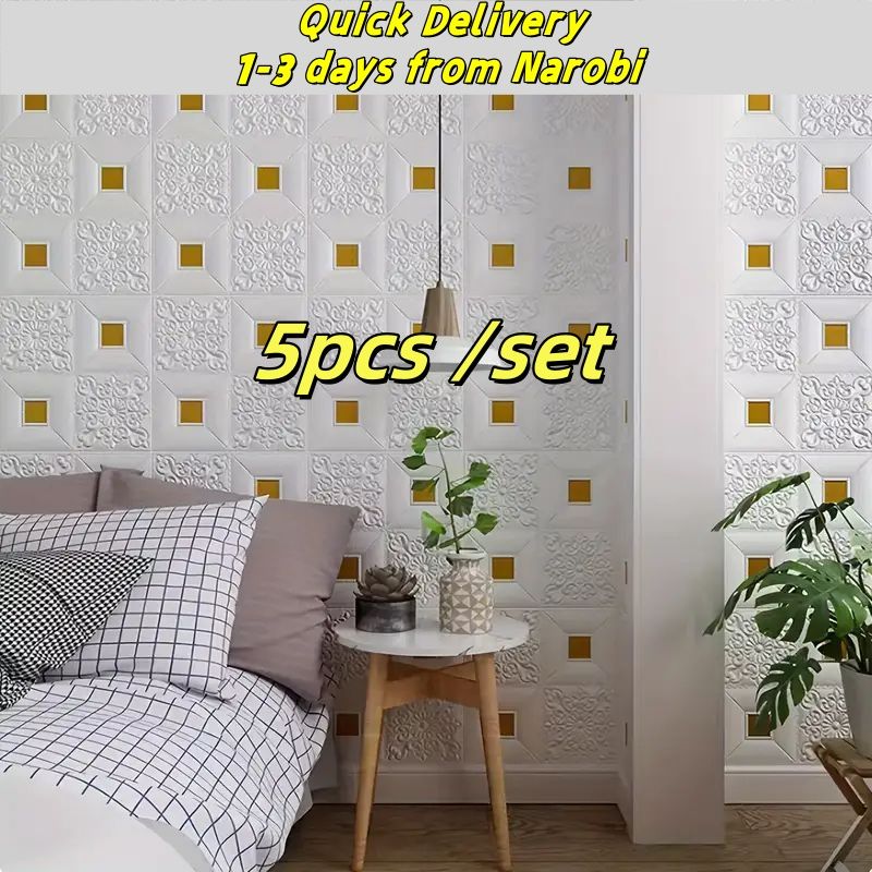 5pcs Self Adhesive Foam Wallpaper DIY 3D Wall Panel 70*77 Living Room Brick Stickers Bedroom Kids Room Brick Papers Home Wall Decor